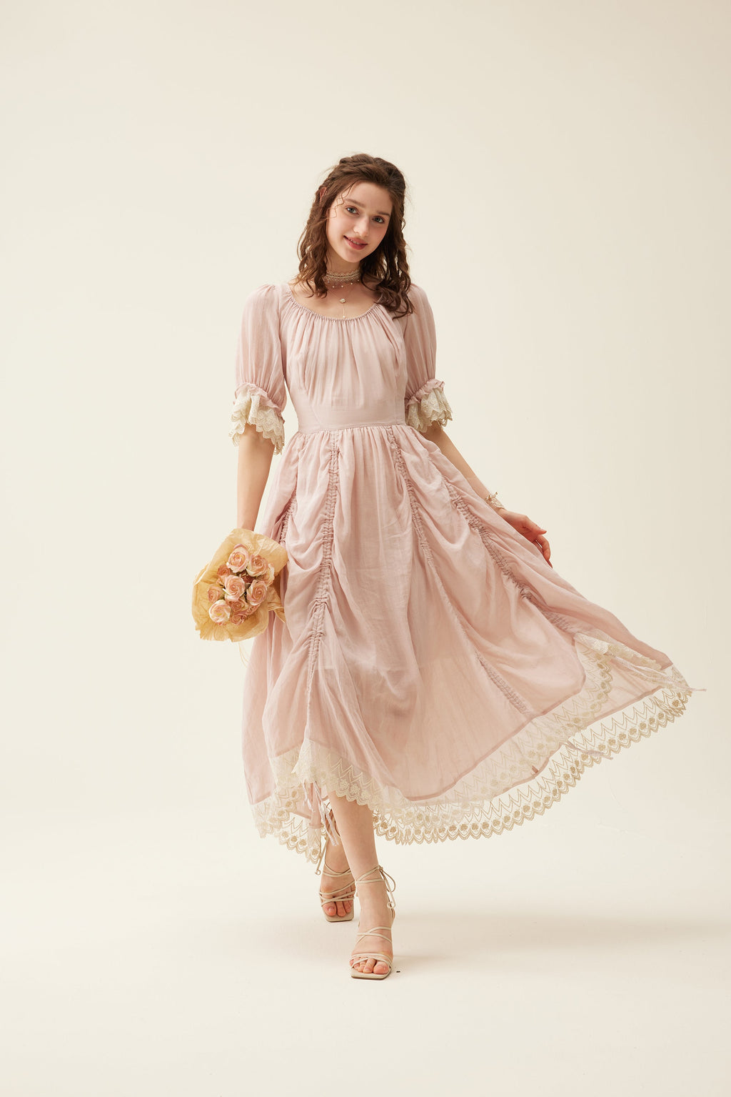 Elowen 27 | Lace Linen dress gown ( 2 way to wear )