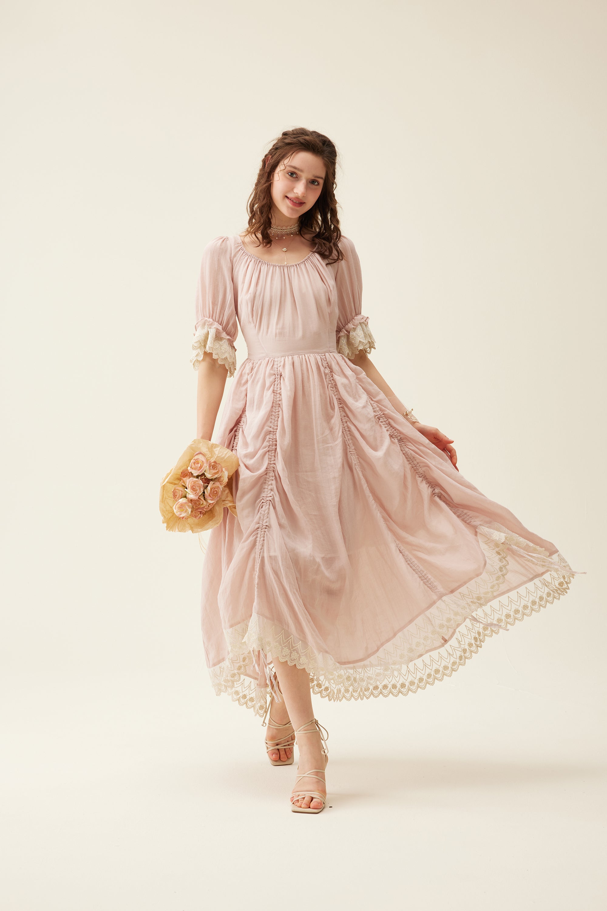 Elowen 27 | Lace Linen dress gown ( 2 way to wear )