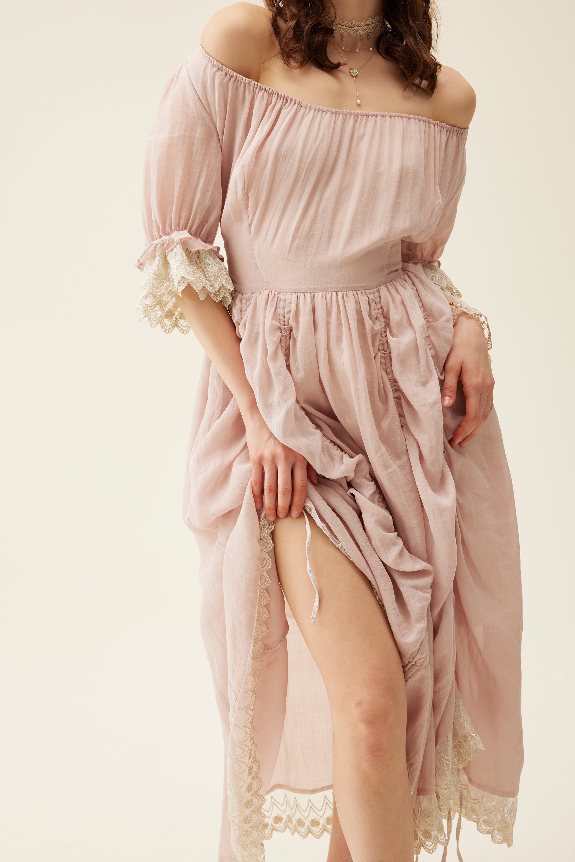 Elowen 27 | Lace Linen dress gown ( 2 way to wear )