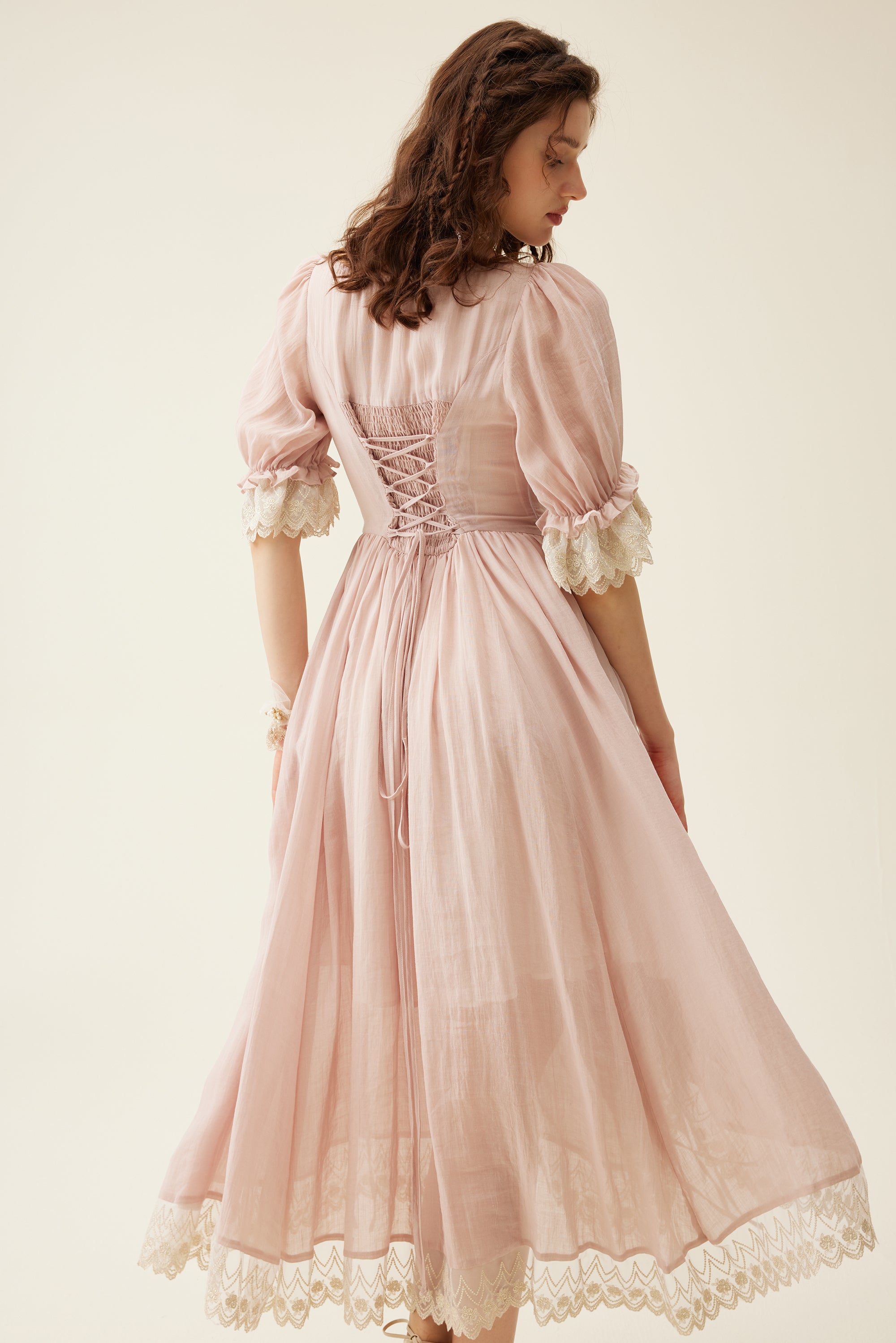 Elowen 27 | Lace Linen dress gown ( 2 way to wear )