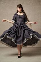 Elowen 27 | Lace Linen dress gown ( 2 way to wear )