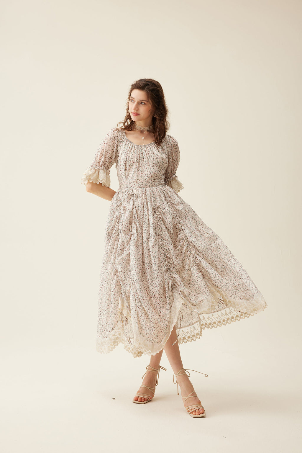 Elowen 27 | Lace Linen dress gown ( 2 way to wear )