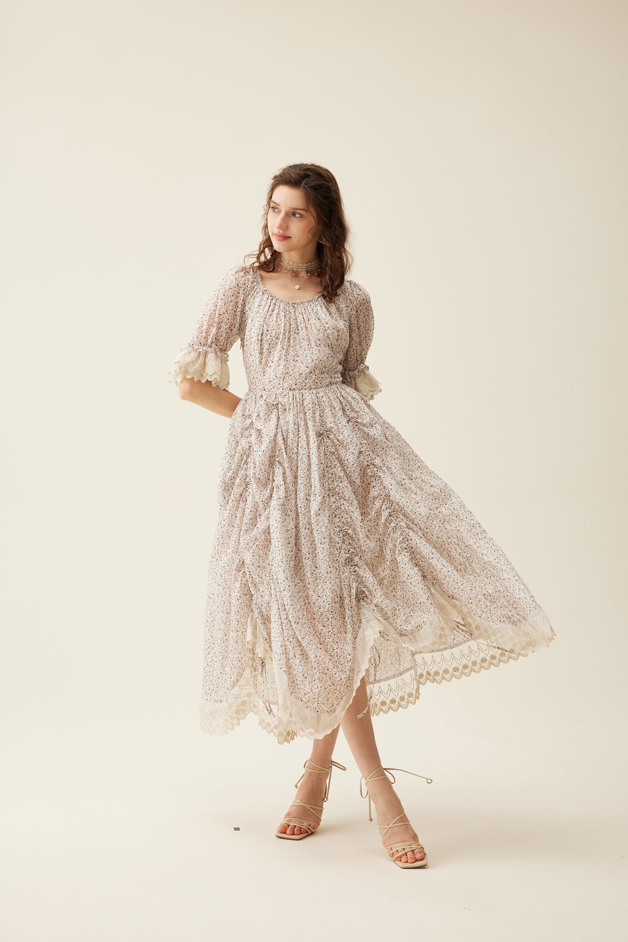 Elowen 27 | Lace Linen dress gown ( 2 way to wear )