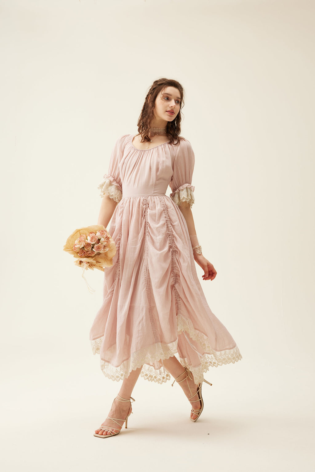 Elowen 27 | Lace Linen dress gown ( 2 way to wear )