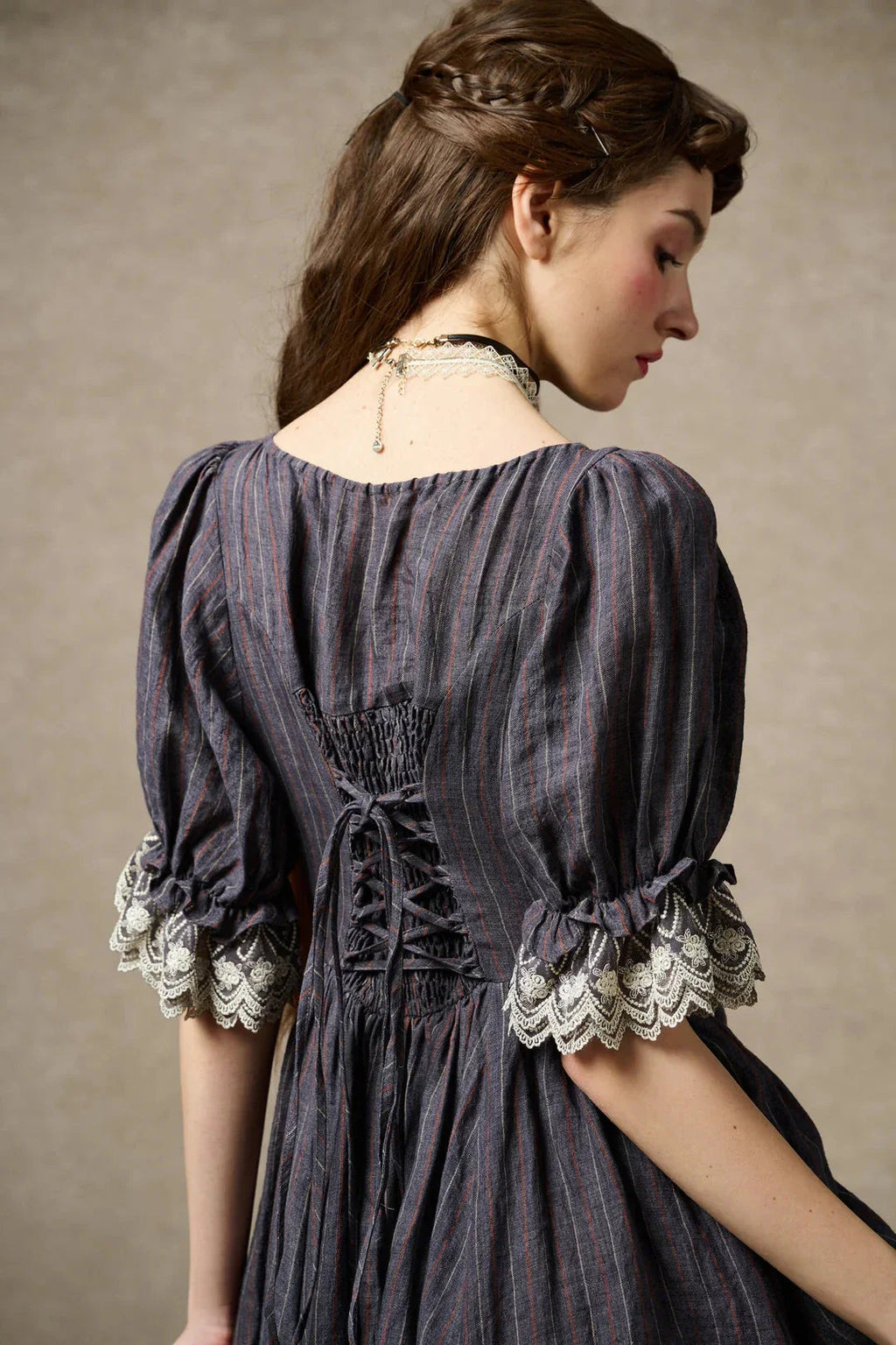 Elowen 27 | Lace Linen dress gown ( 2 way to wear )