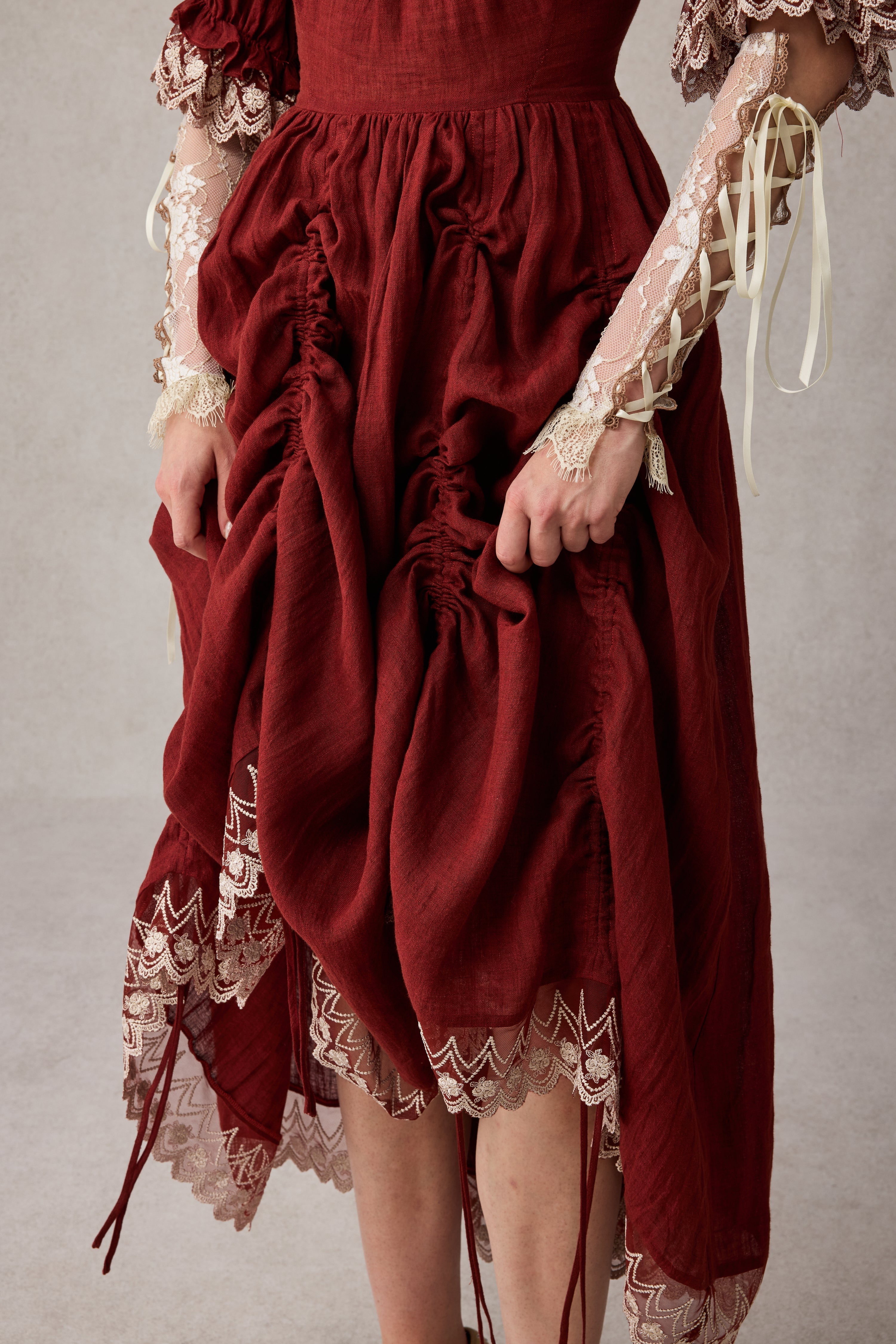 Elowen 27 | Lace Linen dress gown ( 2 way to wear )