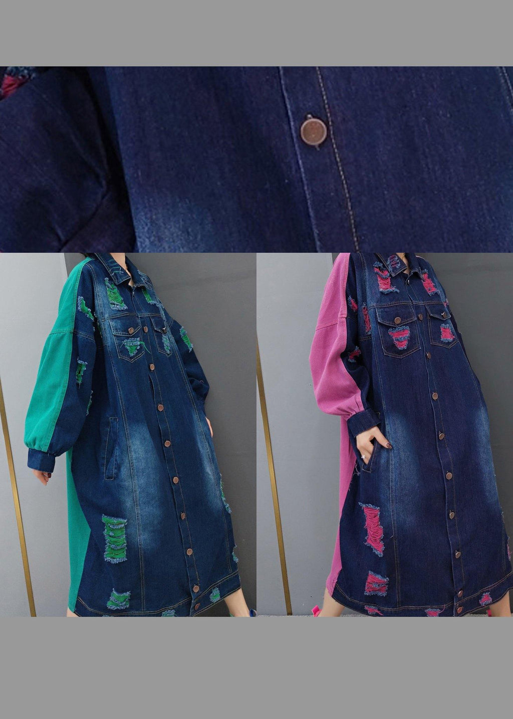 Beautiful Green Quilting Clothes Lapel Hole Maxi Spring Dresses