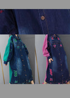 Beautiful Green Quilting Clothes Lapel Hole Maxi Spring Dresses