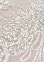 Boutique Apricot Embroideried Patchwork Chiffon Dresses Lantern Sleeve