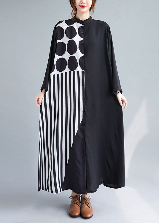 Boutique Black Print Patchwork Vacation Dresses Spring