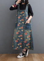 Chic Denim Blue Print Casual Pants Plus Size Spring Jumpsuit skirt