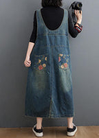 Chic Denim Blue Print Casual Pants Plus Size Spring Jumpsuit skirt