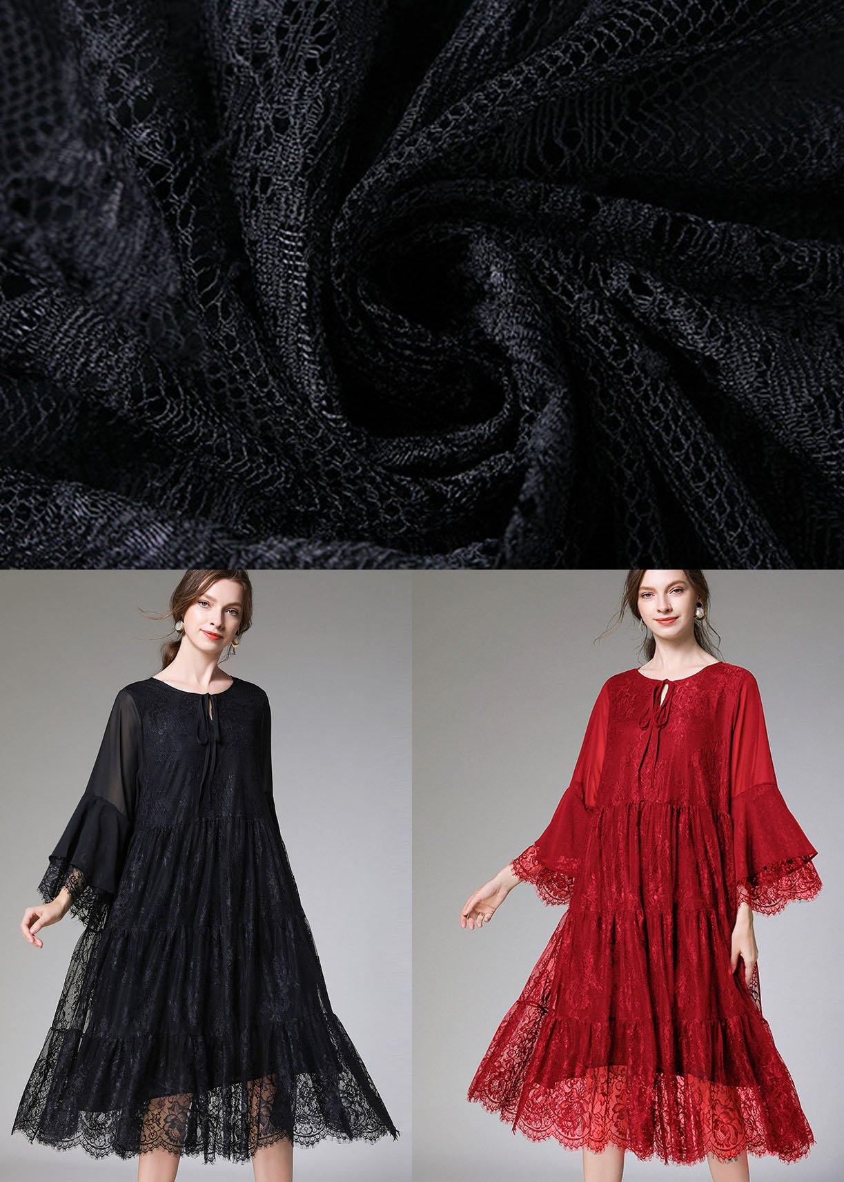 Chic Mulberry Fashion Flare Sleeve Fall Lace Sundress