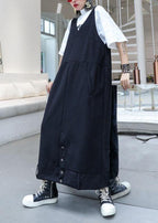 Classy sleeveless cotton dresses Tutorials black v neck long Dresses fall