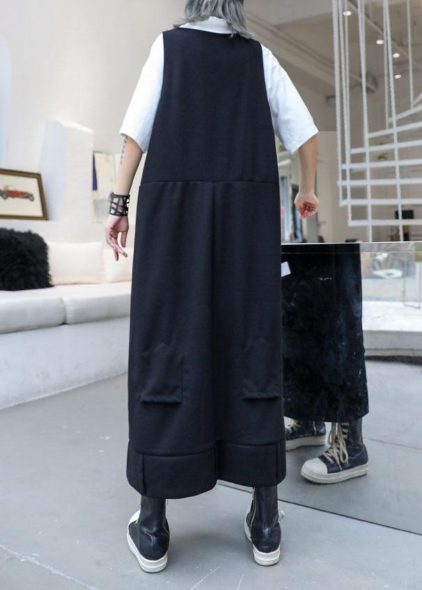 Classy sleeveless cotton dresses Tutorials black v neck long Dresses fall