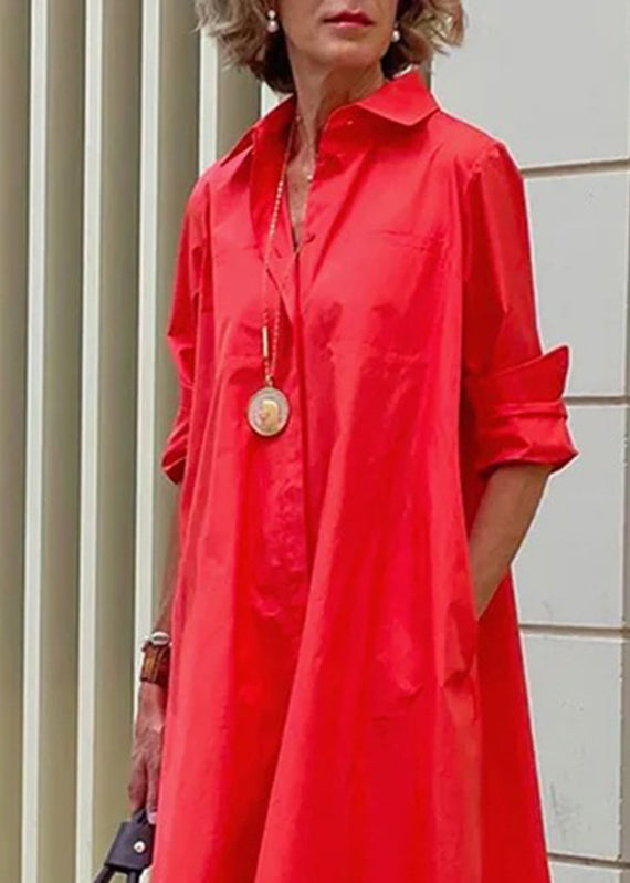 Cross Border White Peter Pan Collar Women's Simple Loose Long Shirt Dress