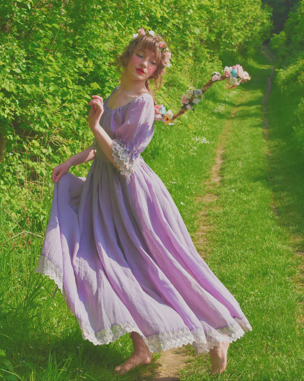 Elowen 27 | Lace Linen dress gown ( 2 way to wear )