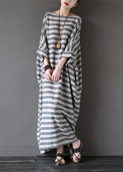 Fashion Stripe Loose Big Size Maxi Size Dresses Plus Sizes Women Clothes
