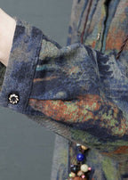 Stylish Blue Peter Pan Collar Print Dress Spring