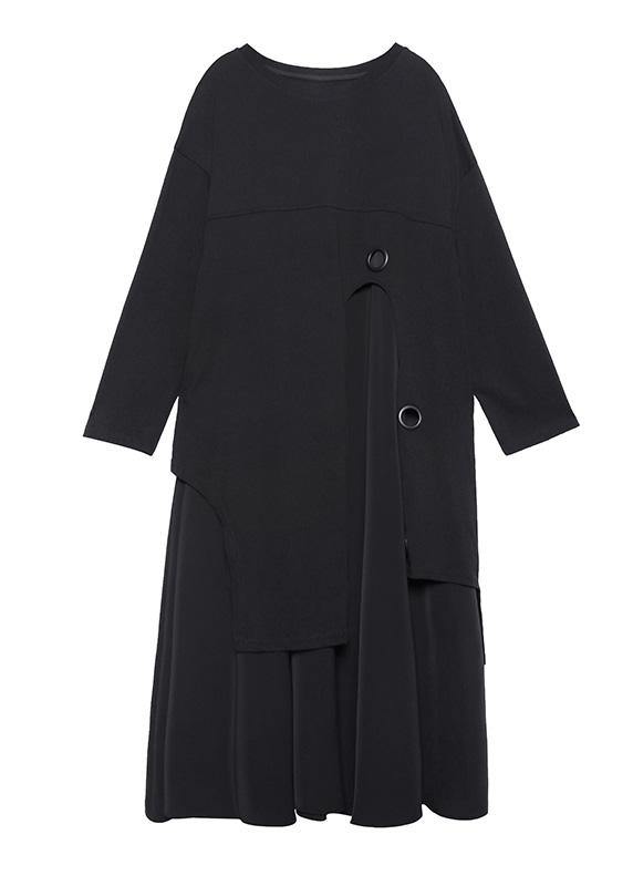 Vivid black cotton clothes Women Layered Traveling spring Dresses