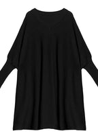 Winter v neck Batwing Sleeve Sweater weather Women chocolate Largo knitted dress