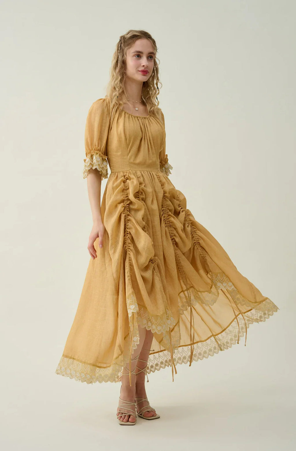 Elowen 27 | Lace Linen dress gown ( 2 way to wear )