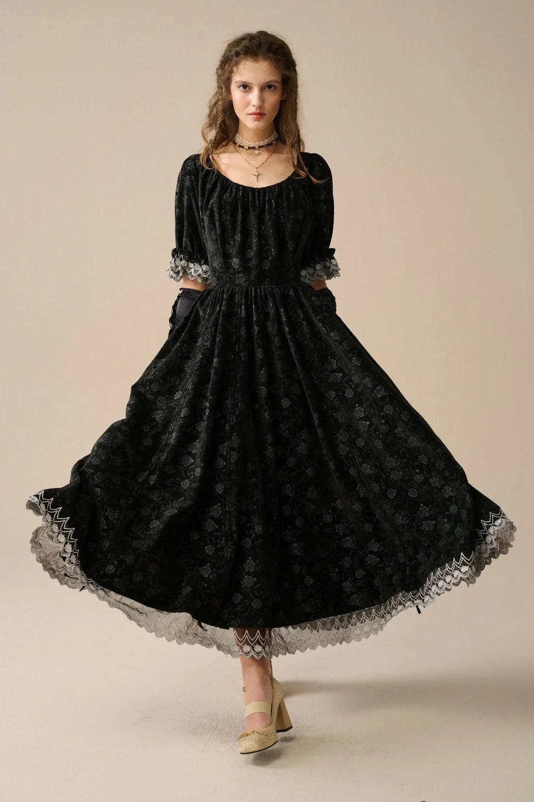 Elowen 27 | Lace Linen dress gown ( 2 way to wear )