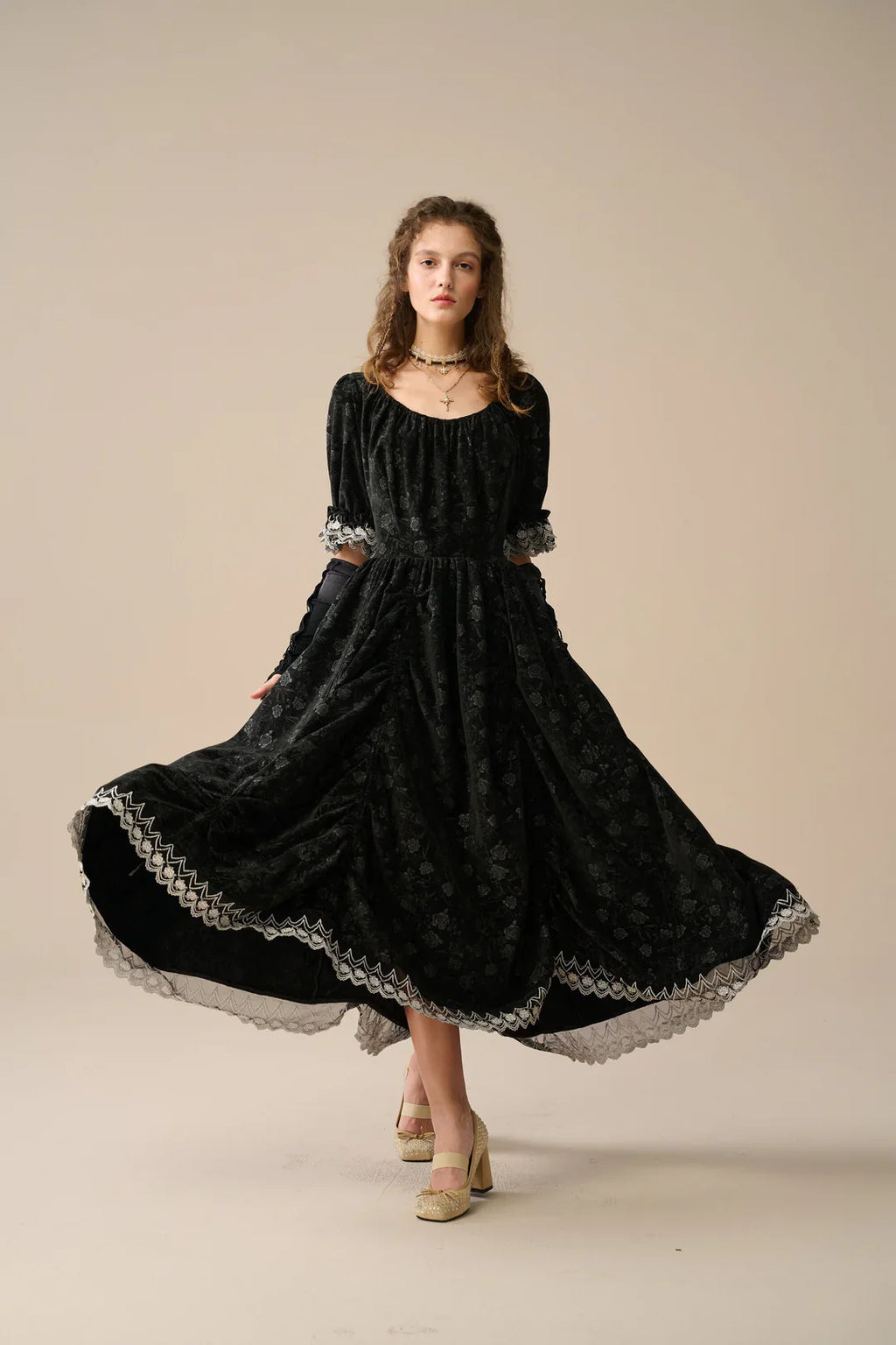 Elowen 27 | Lace Linen dress gown ( 2 way to wear )