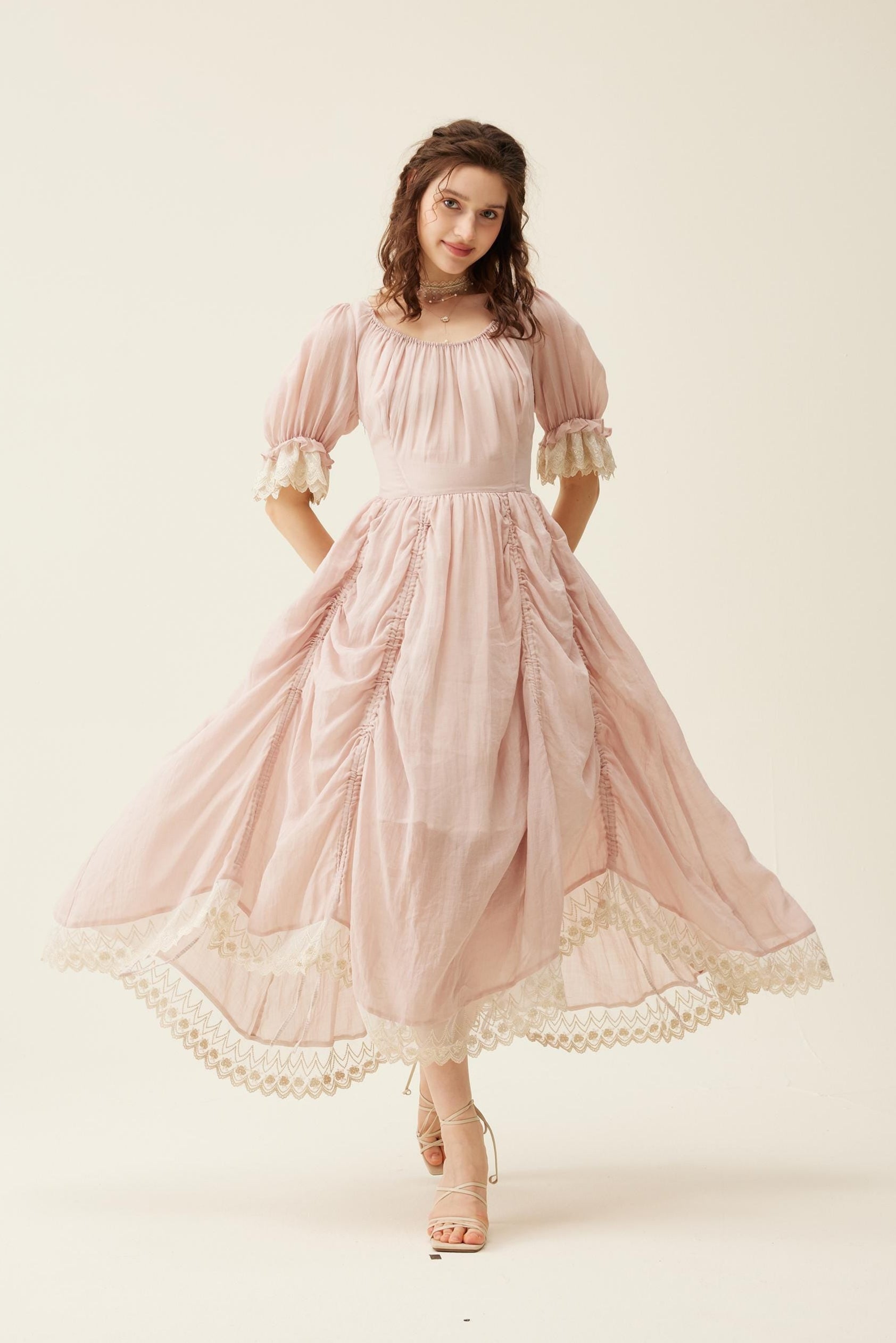Elowen 27 | Lace Linen dress gown ( 2 way to wear )