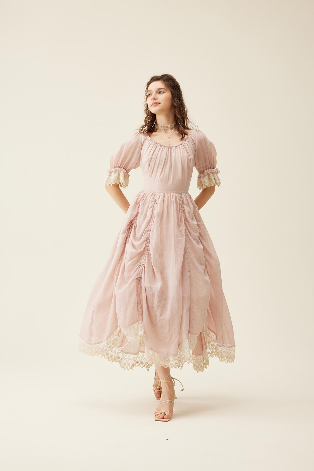 Elowen 27 | Lace Linen dress gown ( 2 way to wear )