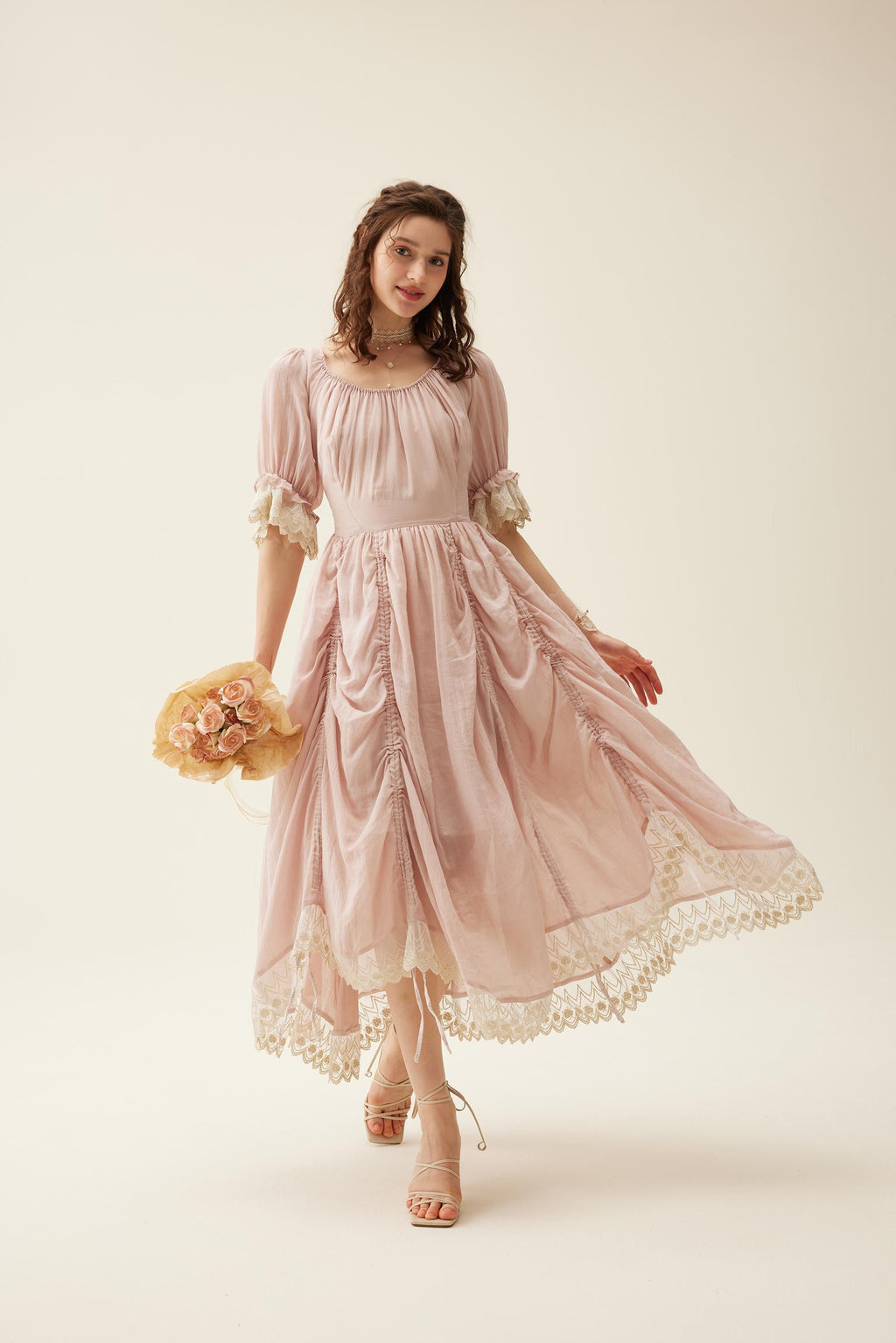 Elowen 27 | Lace Linen dress gown ( 2 way to wear )