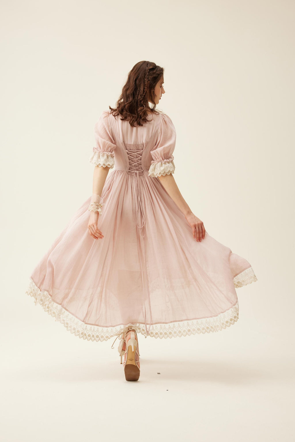 Elowen 27 | Lace Linen dress gown ( 2 way to wear )