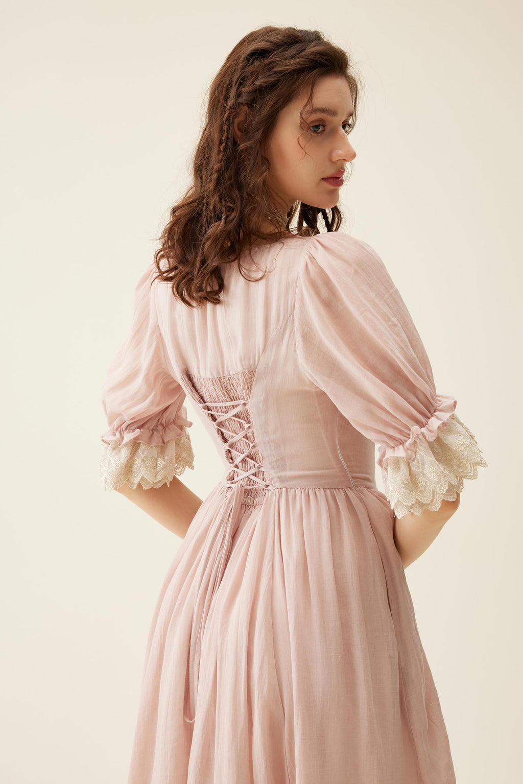 Elowen 27 | Lace Linen dress gown ( 2 way to wear )