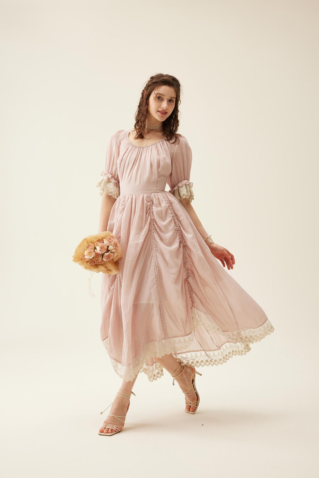 Elowen 27 | Lace Linen dress gown ( 2 way to wear )